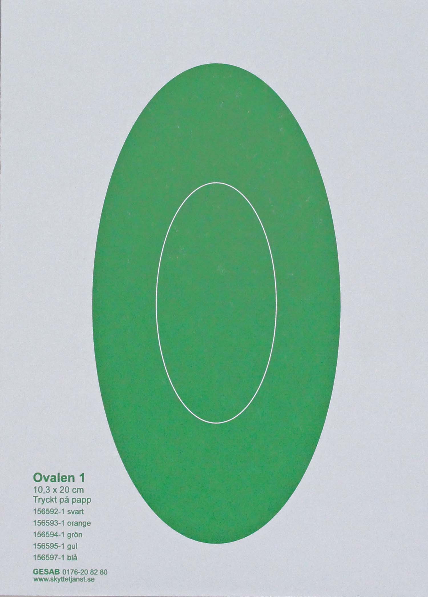 Ovalen nr 1 grön, 10,4 x 20 cm