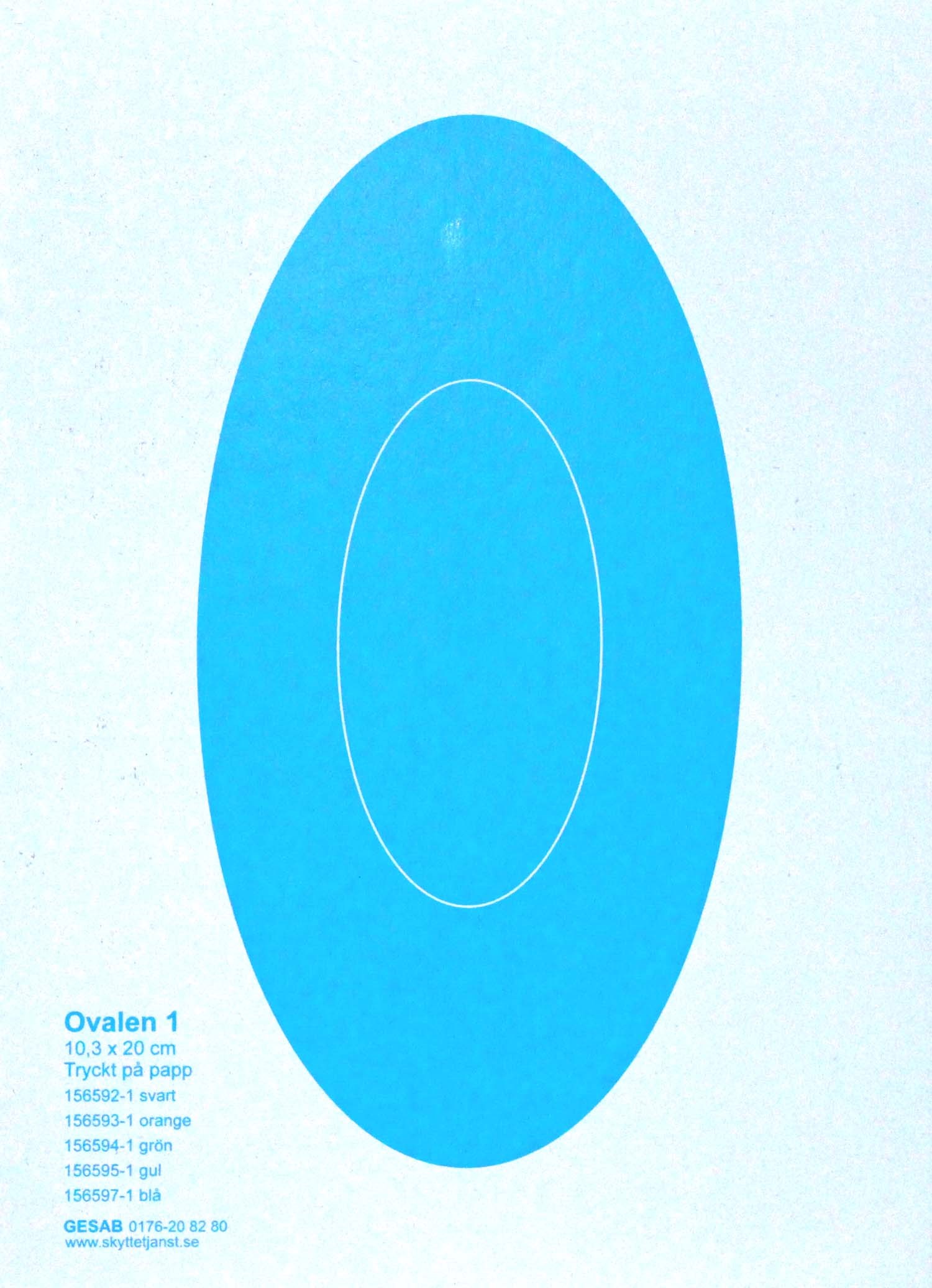 Ovalen nr 1 blå, 10,4 x 20 cm
