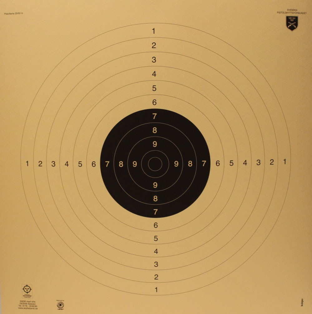 25-50m internationell pistoltavla  60x60cm